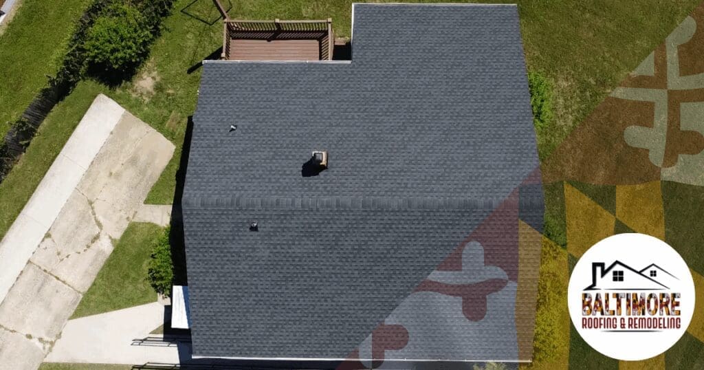 Top-down aerial perspective of a flawlessly ventilated architectural shingle roof, demonstrating the ultimate localized defense against how summer heat damages roofs Maryland property owners rely on.