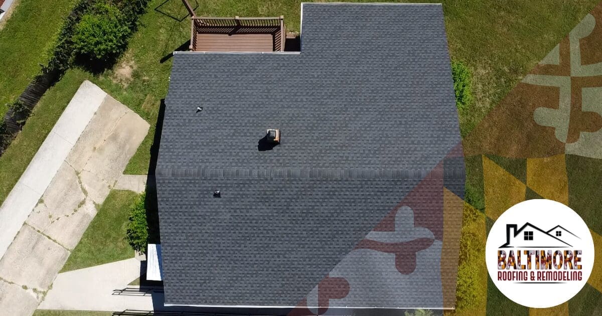 Top-down aerial perspective of a flawlessly ventilated architectural shingle roof, demonstrating the ultimate localized defense against how summer heat damages roofs Maryland property owners rely on.