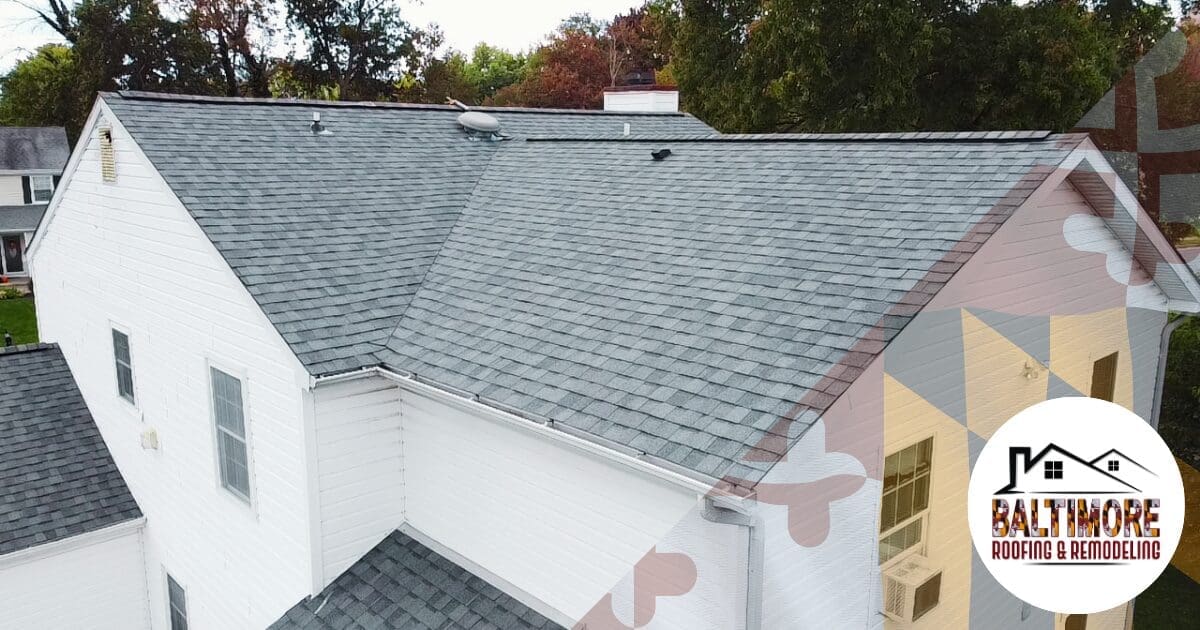 A residential Maryland home featuring a properly installed ridge vent exhaust system to prevent attic ventilation failures and trapped heat.